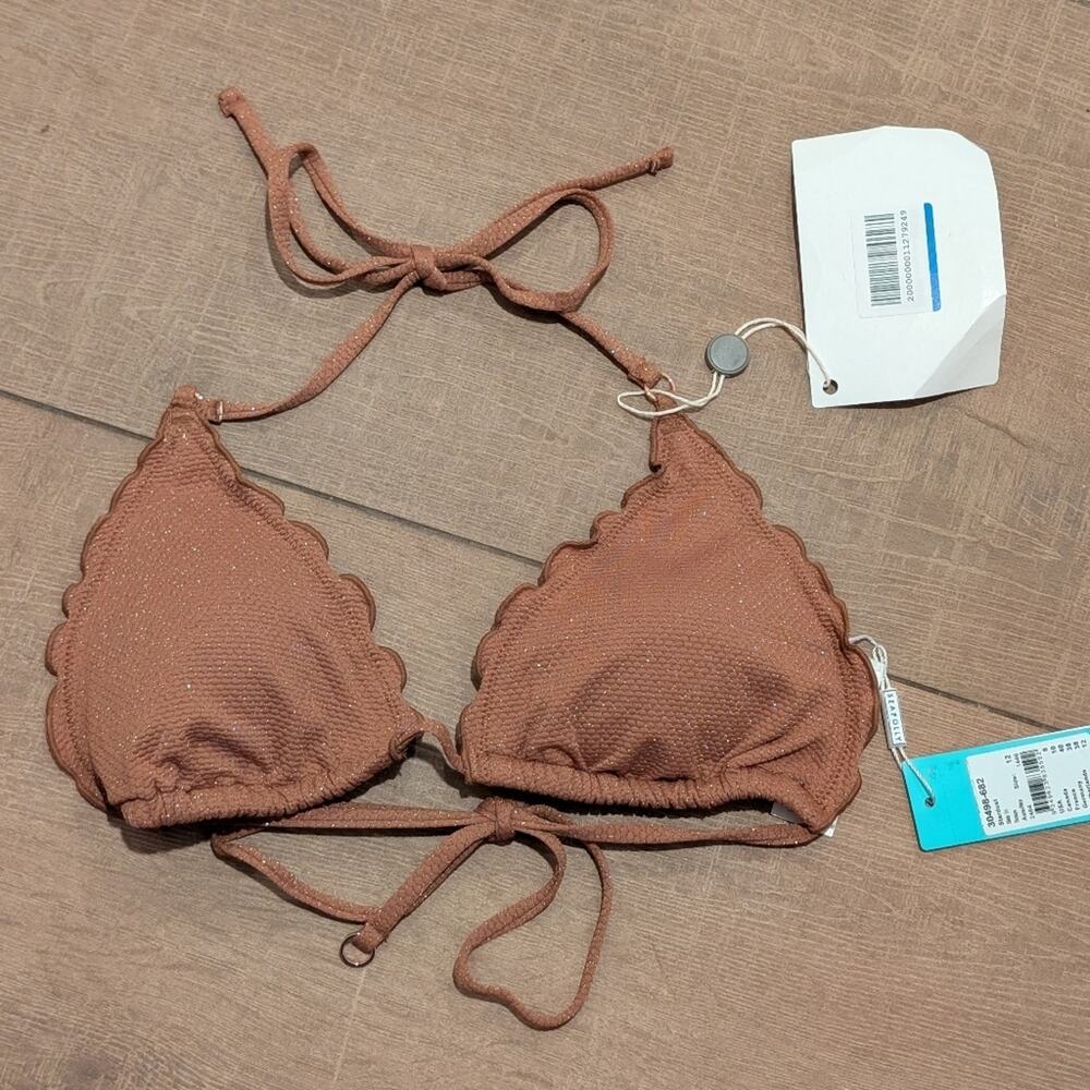 Seafolly Brown Metallic Scalloped Bikini Top Size 8